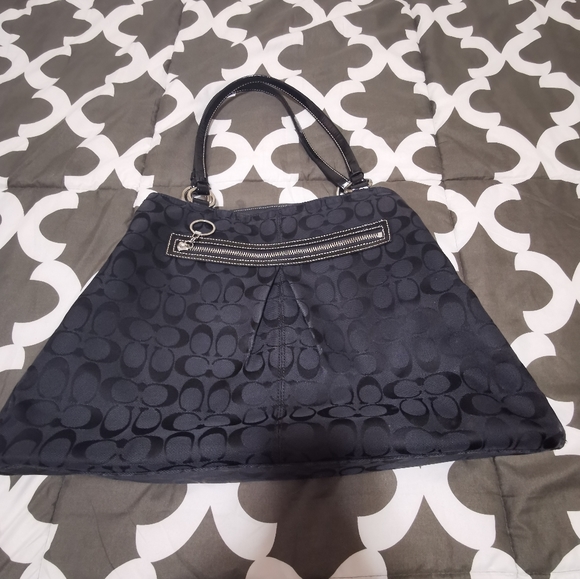 Coach North South Black Canvas Tote Bag Purse - Picture 2 of 4